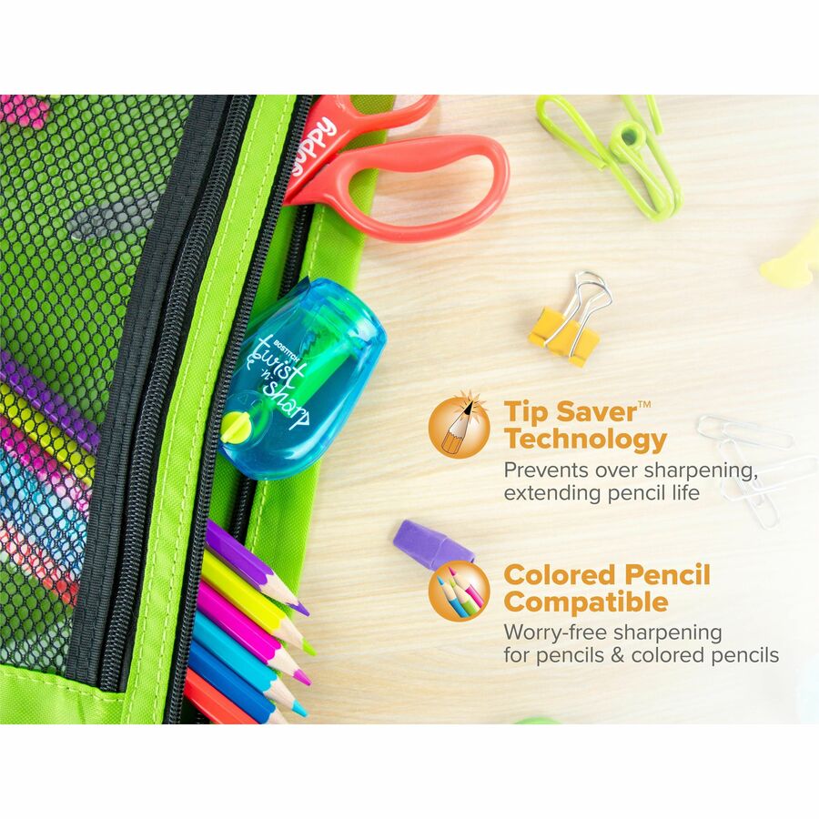 Bostitch Twist-n-Sharp Kids Pencil Sharpener, Assorted Colors - PS1-ADJ