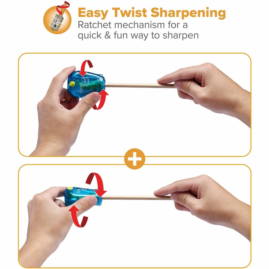 Bostitch Twist-n-Sharp Kids Pencil Sharpener, Assorted Colors - PS1-ADJ
