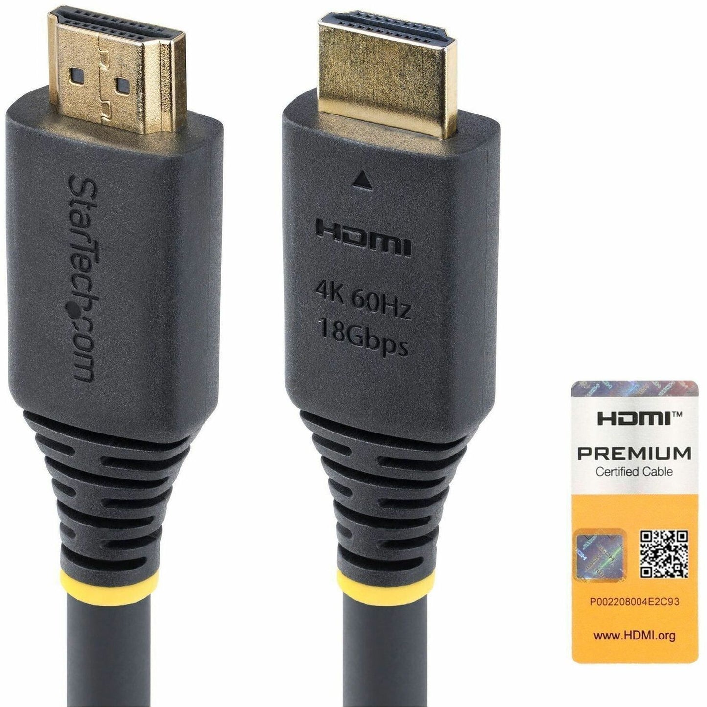 StarTech.com 20ft (6m) Premium Certified High Speed HDMI Cable, 4K 60Hz/1440p 144Hz, 18Gbps, UHD HDMI 2.0 Cord, TPE Jacket