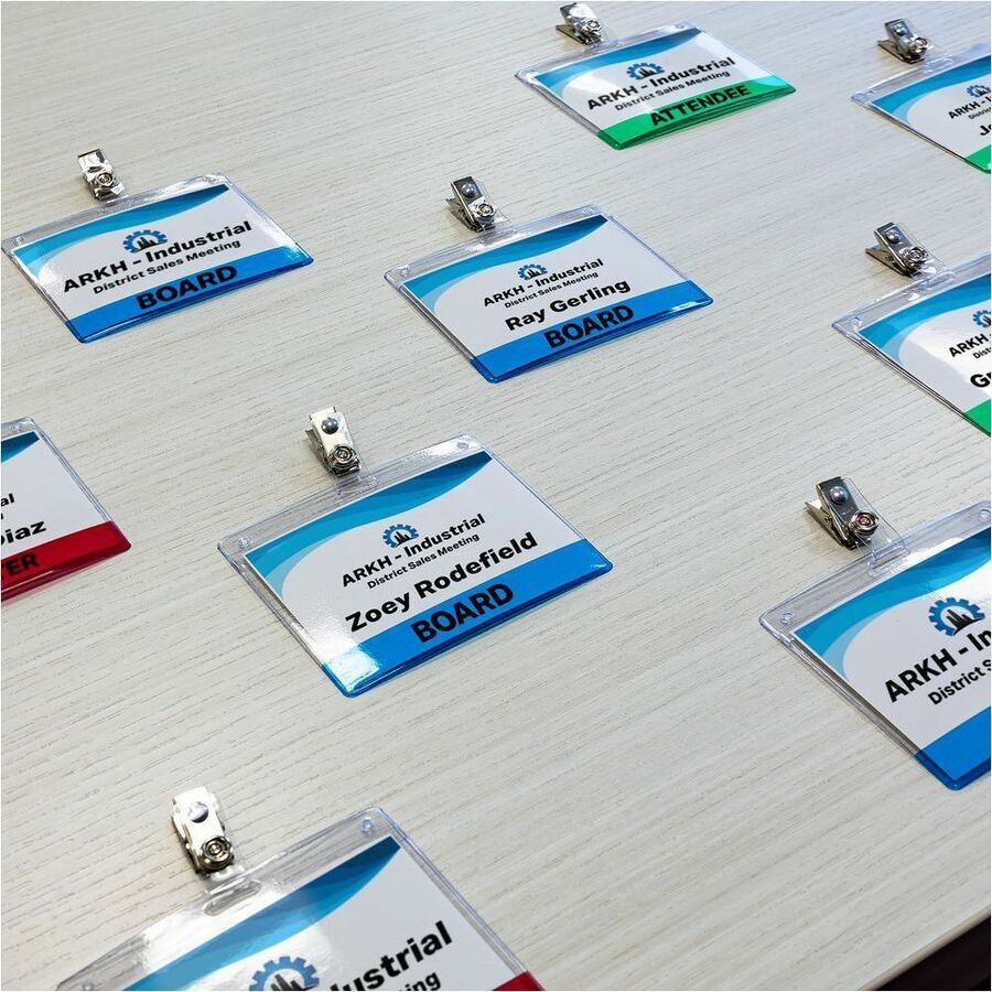 Avery Translucent Colour Bar Vinyl Name Tag Holders Pack of 10 Holders, Red - 45912
