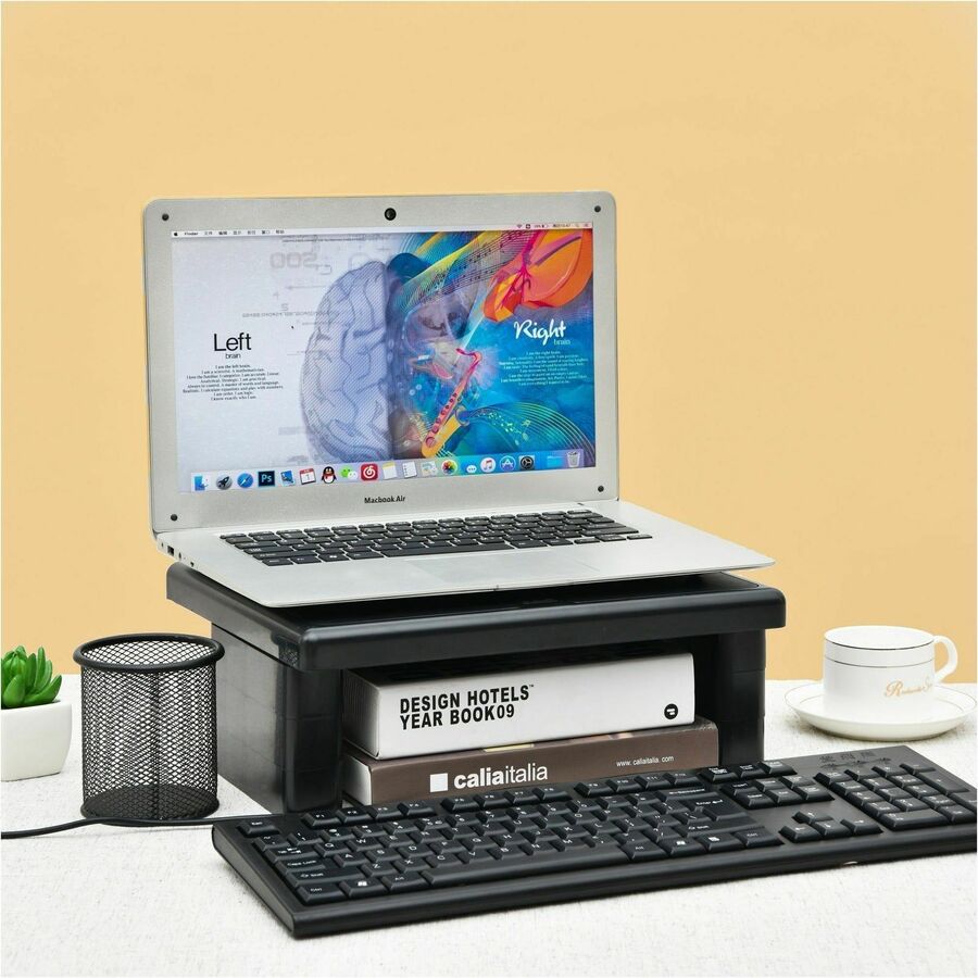 DAC&reg; Stax MP-107x2 Ergonomic Height-Adjustable Monitor Riser/Laptop Stand, Black, 2 Pack - 02160