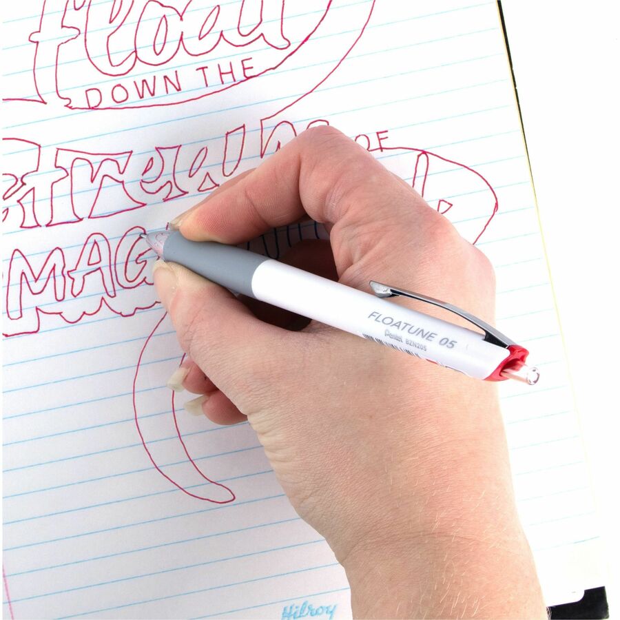Pentel Floatune, Retractable Advanced Rollerball Pen, 0.5mm Tip, Red Ink - BZN205-B