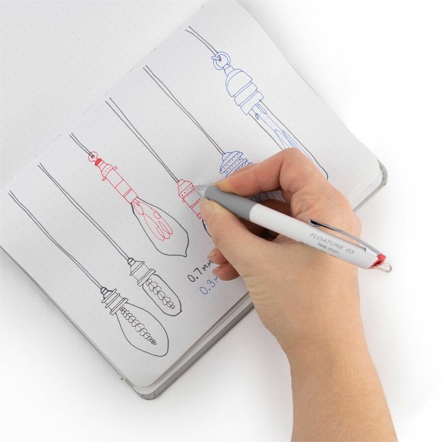 Pentel Floatune, Retractable Advanced Rollerball Pen, 0.3mm Tip, Red Ink - BZN203-B