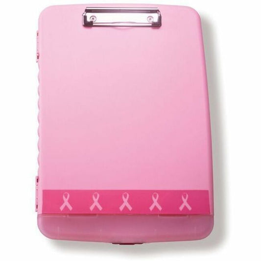 Officemate Pink Ribbon Slim Clipboard Storage Box