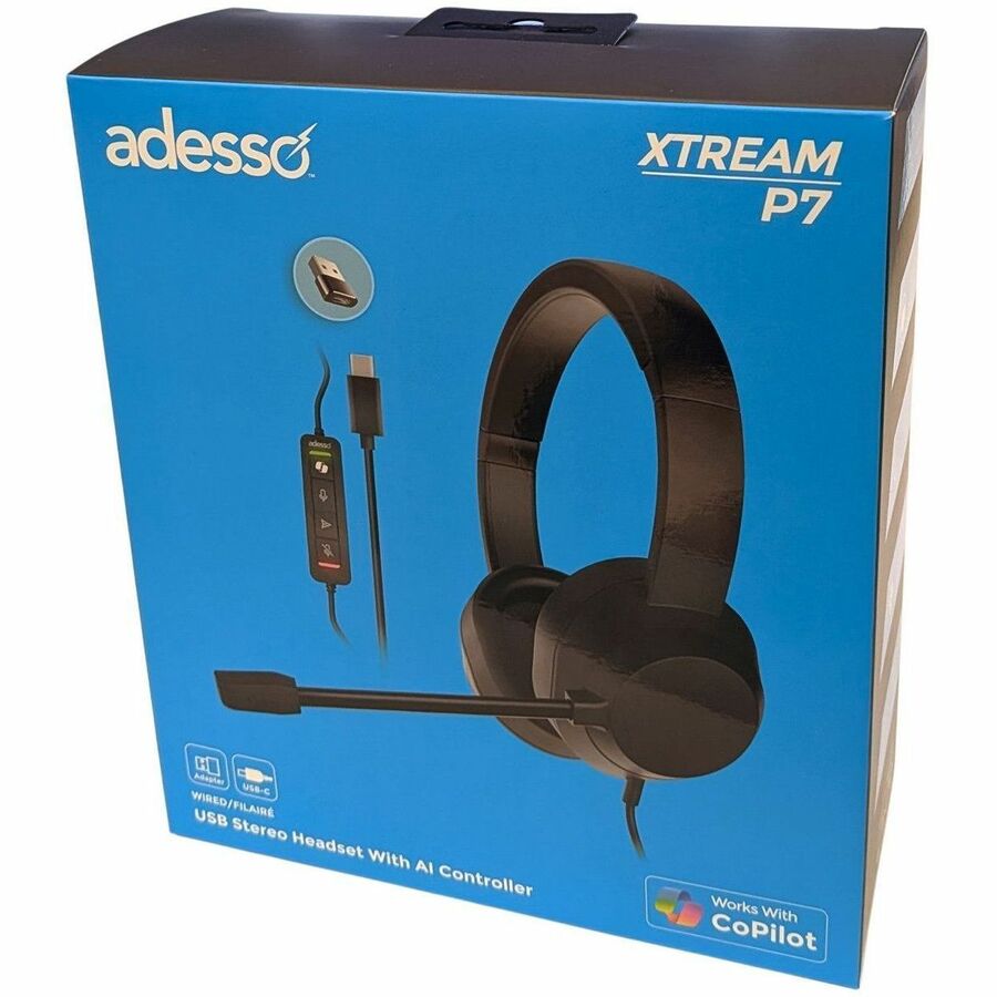 Adesso Xtream P7 Wired Stereo Headset With AI Controls - XtreamP7