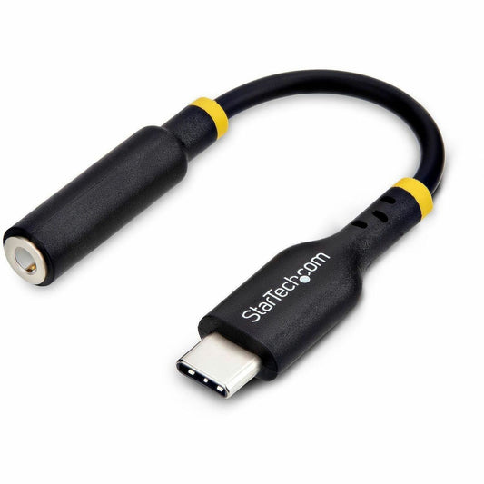 StarTech.com 5in (12.7cm) USB-C Audio Adapter to 3.5mm Headphone/Headset Jack, USB Type-C Aux Dongle, 32-bit DAC, For Laptop/Phone/Tablet