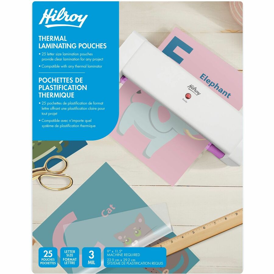 Hilroy Lamination pouches, 3 mil Letter size, 25 count - WSM301045