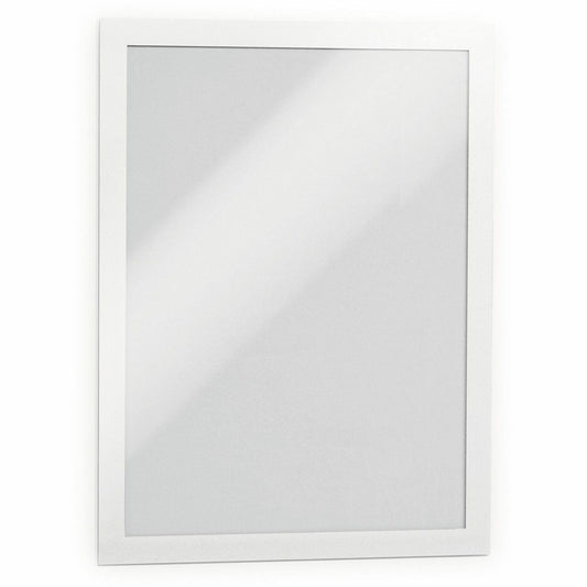 Self-adhesive A4 info-frame with magnetic, fold-up front. Ideal for non-permanent displays.