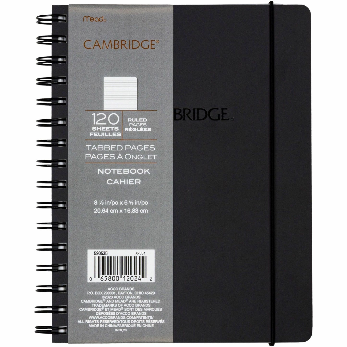 Cambridge Tabbed Notebook, Small, black, 8x6
