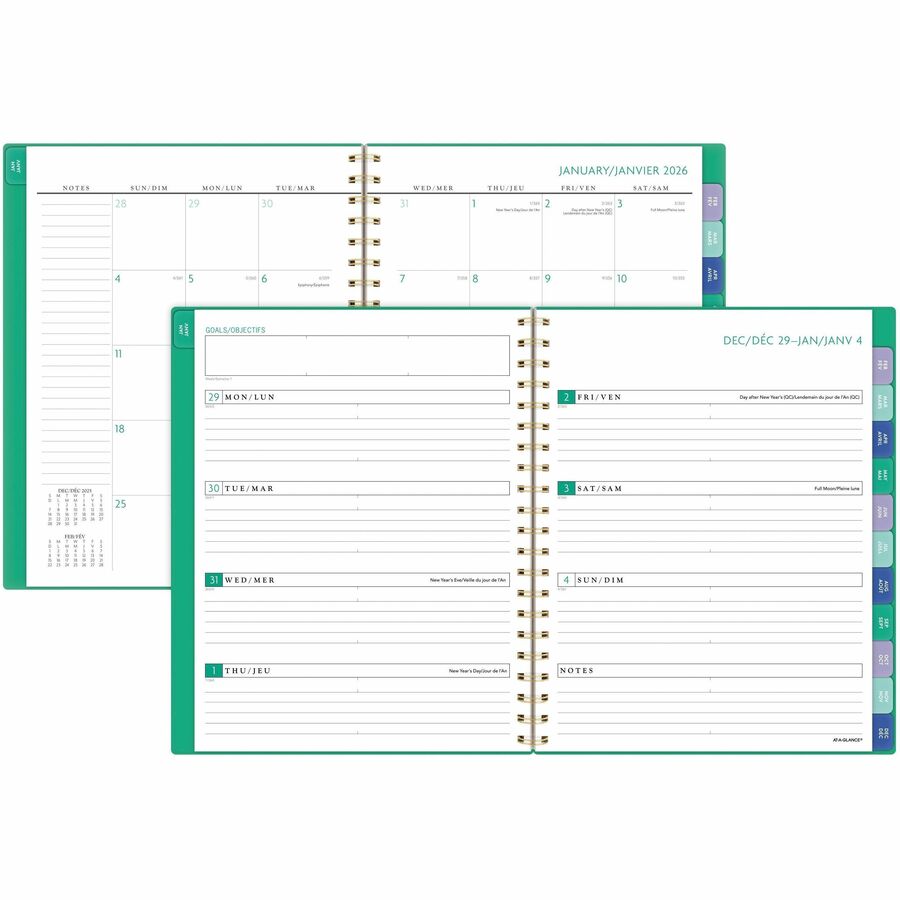At-A-Glance Badge Weekly/Monthly Planner, 11" x 9" , Bilingual, Green - 1753G-905F-26