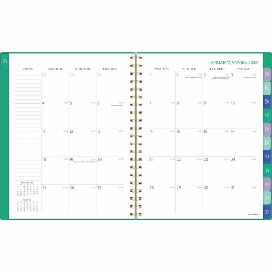 At-A-Glance Badge Weekly/Monthly Planner, 11" x 9" , Bilingual, Green - 1753G-905F-26