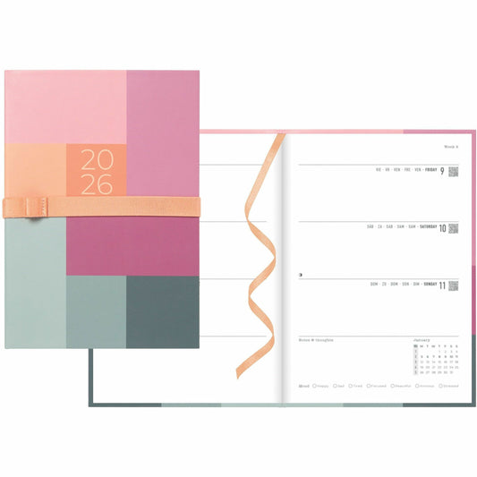 Letts Gradient Weekly/Monthly Planner, 8-1/4" x 5-7/8" , Multilingual, Rose