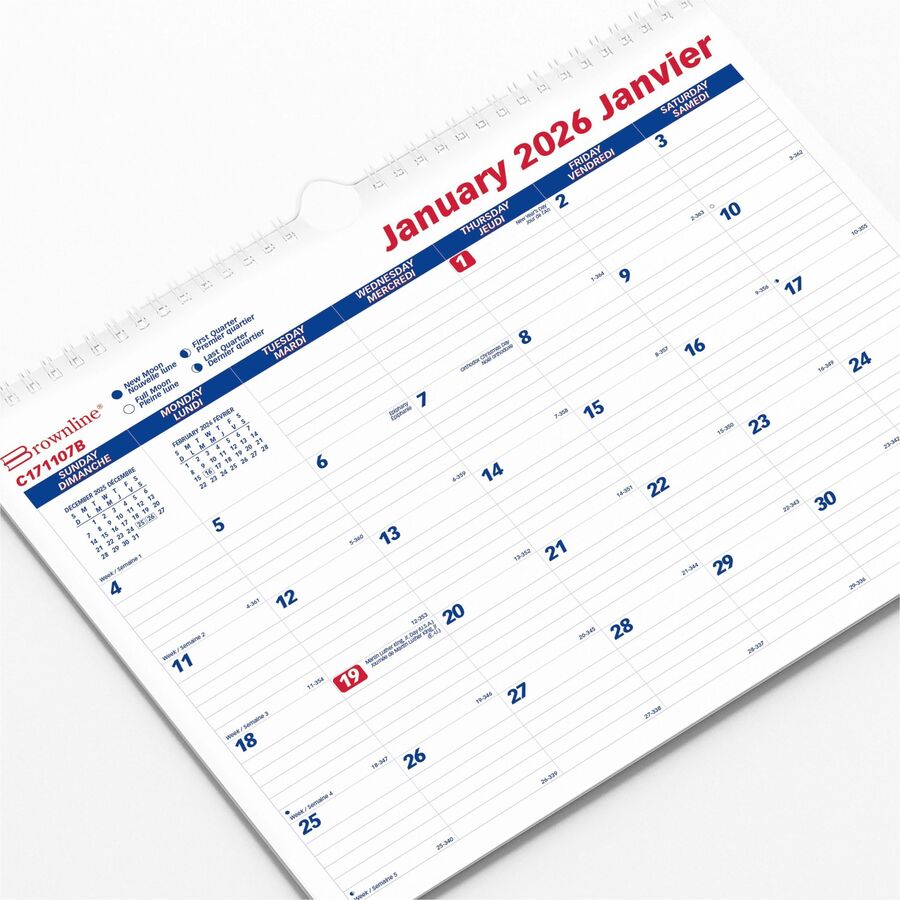 Blueline Classic Monthly Wall Calendar, 15" x 12" , Bilingual - C171107B
