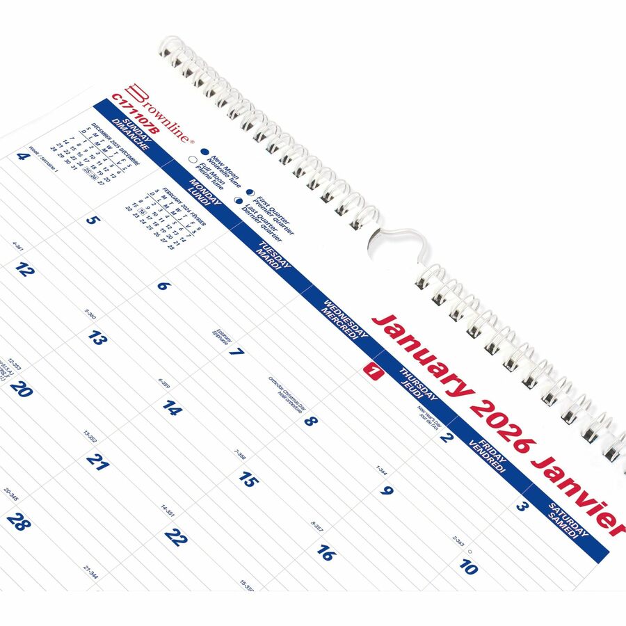 Blueline Classic Monthly Wall Calendar, 15" x 12" , Bilingual - C171107B