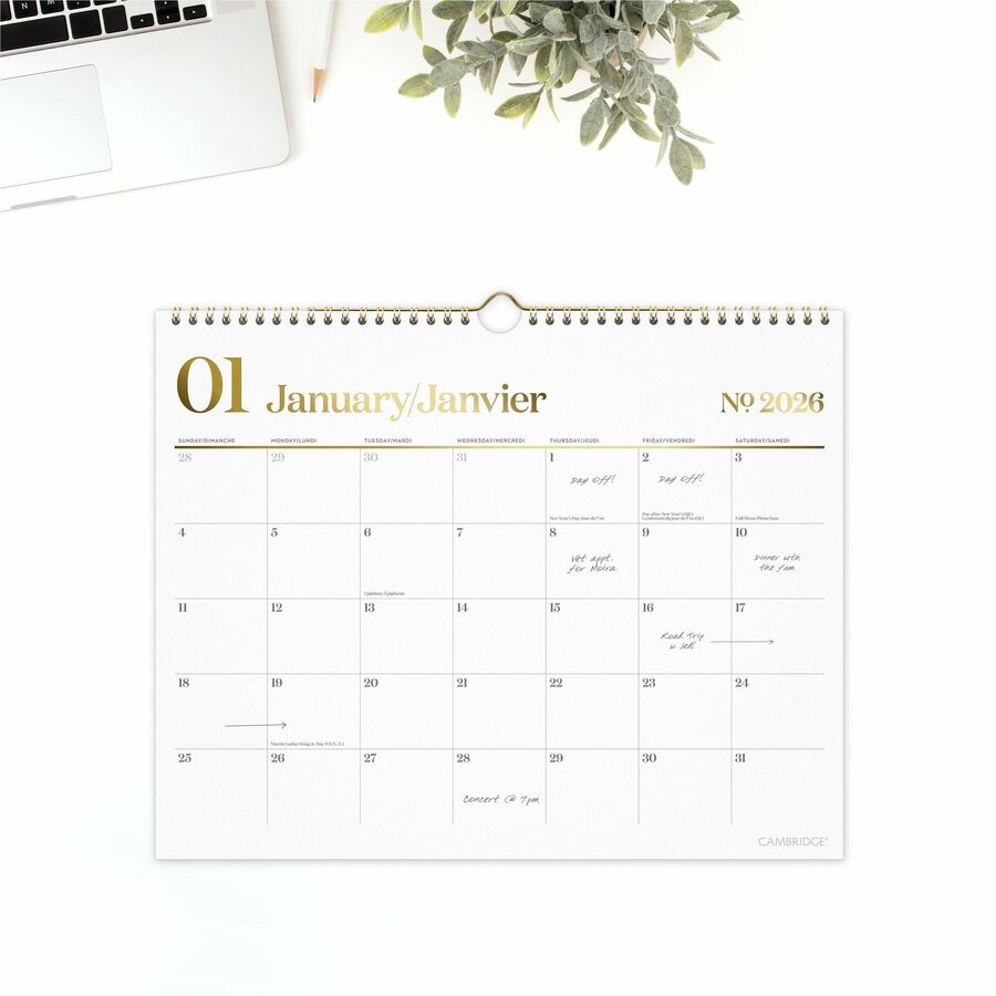 Cambridge Workstyle Wall Calendar, 15" x 12" , Bilingual - 1606-707F-26