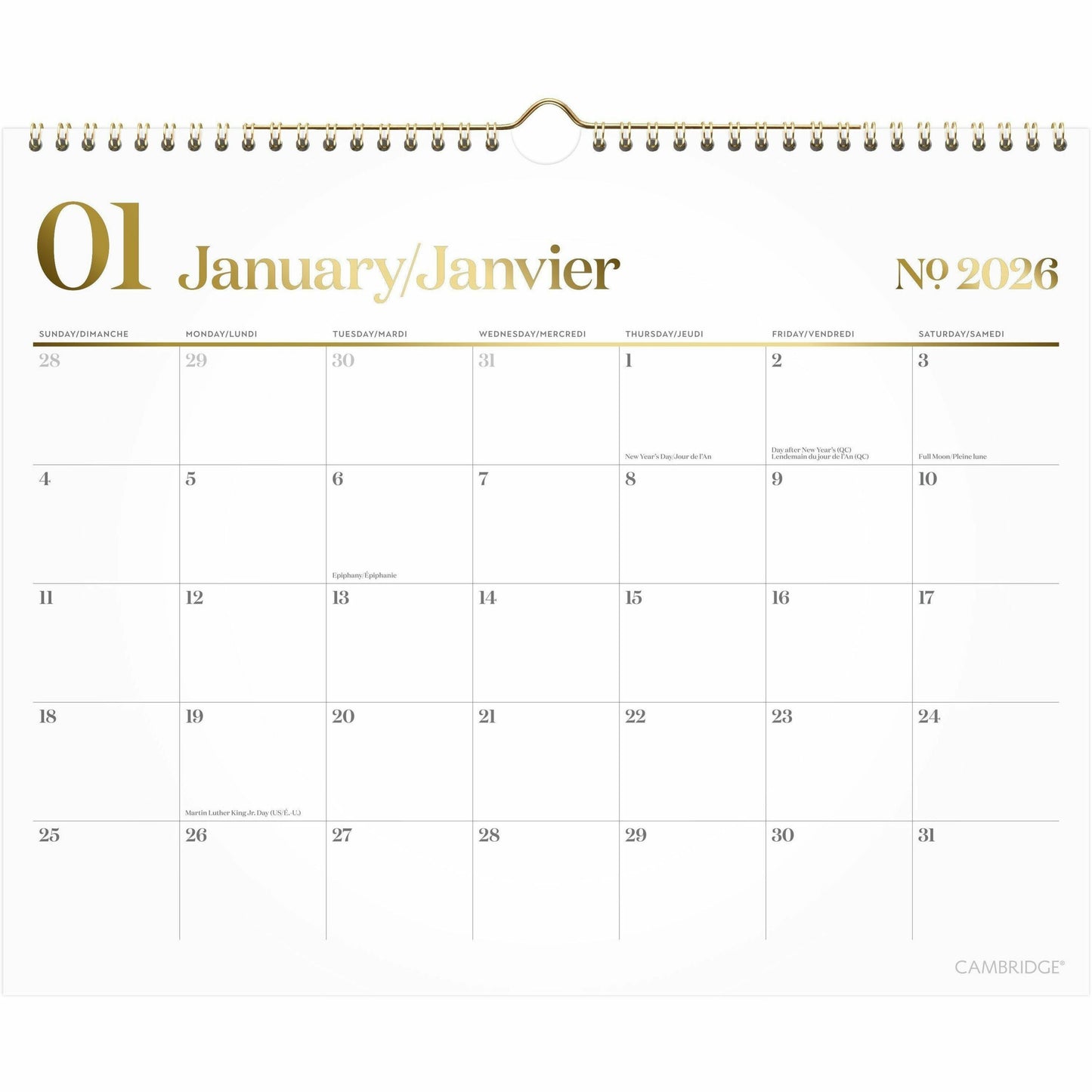 Cambridge Workstyle Wall Calendar, 15" x 12" , Bilingual