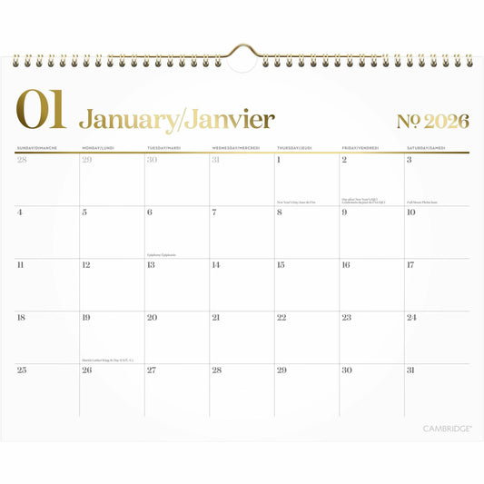 Cambridge Workstyle Wall Calendar, 15" x 12" , Bilingual