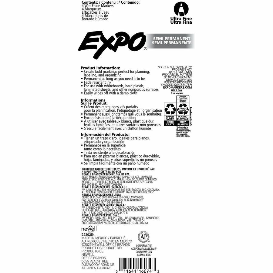 Expo Wet Erase Markers, Ultra Fine Tip - 2134341A