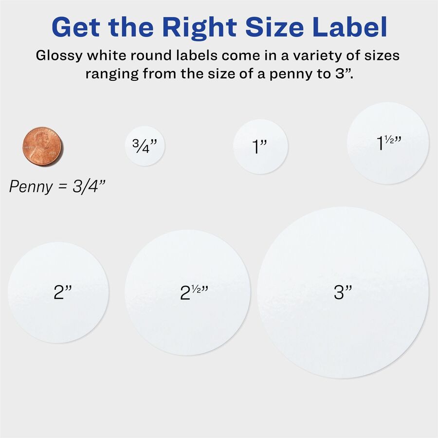 Avery&reg; Glossy White Round Labels2" Diameter - 22807-NVXC
