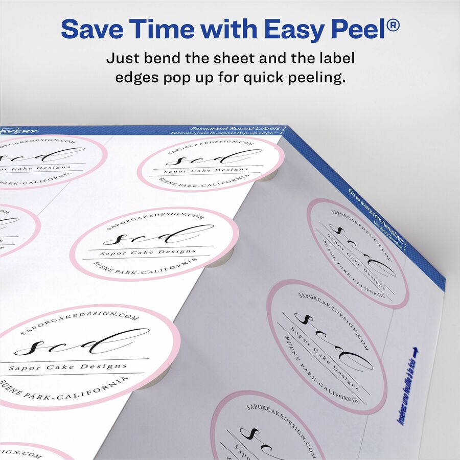 Avery&reg; Glossy White Round Labels2" Diameter - 22807-NVXC