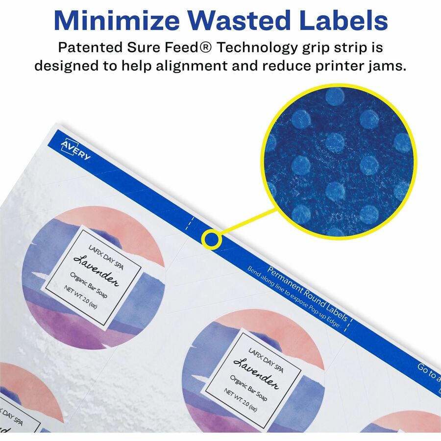 Avery&reg; Glossy White Round Labels2" Diameter - 22807-NVXC