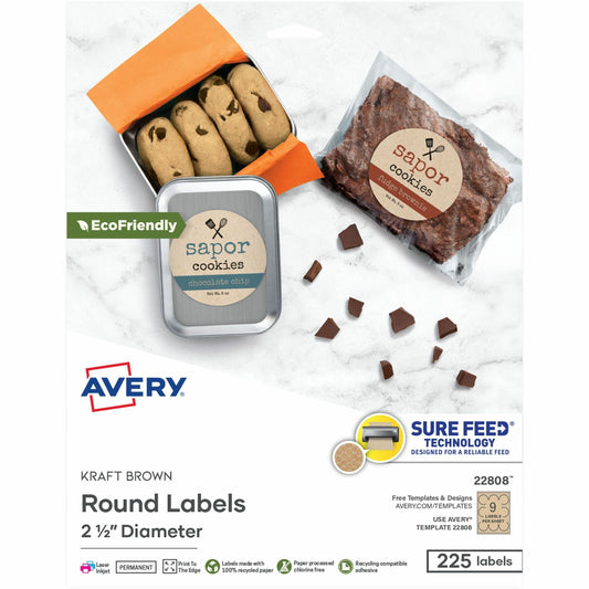 Avery&reg; Kraft Brown Round Labels2½" Diameter