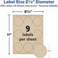 Avery&reg; Kraft Brown Round Labels2½" Diameter - 22808-NVXC
