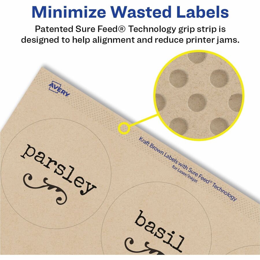 Avery&reg; Kraft Brown Round Labels2½" Diameter - 22808-NVXC