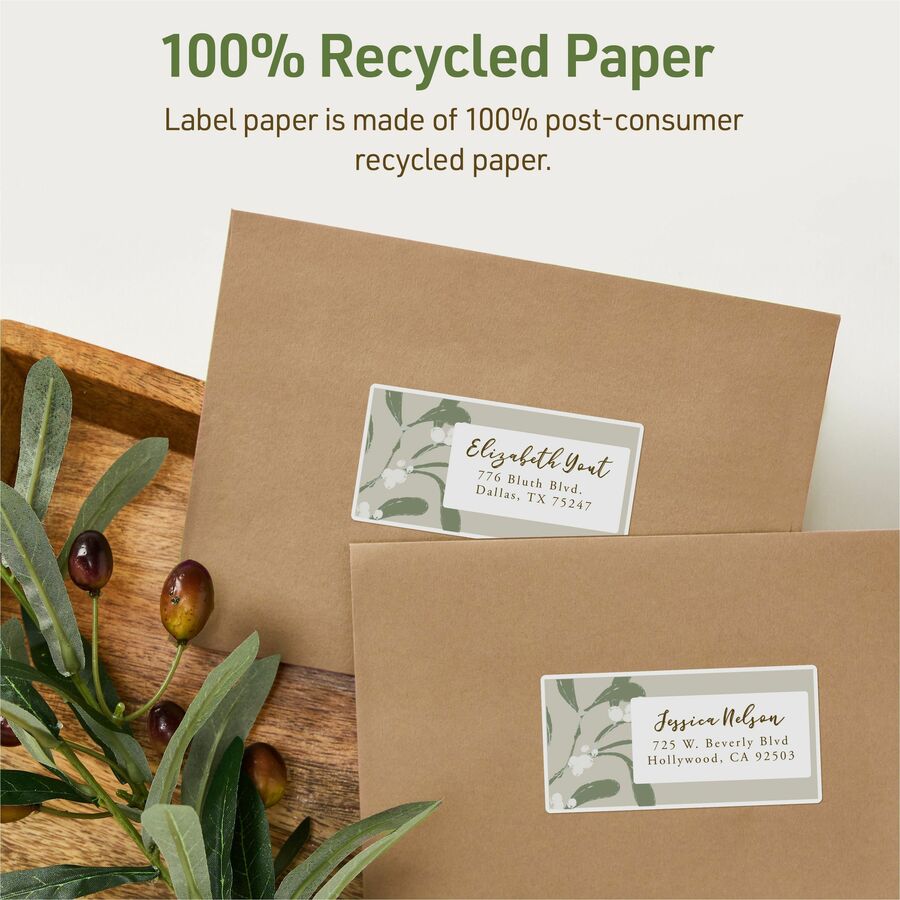 Avery&reg; Eco-Friendly Shipping Labels for Laser and Inkjet Printers, 2" x 4" - 48163-NVXC