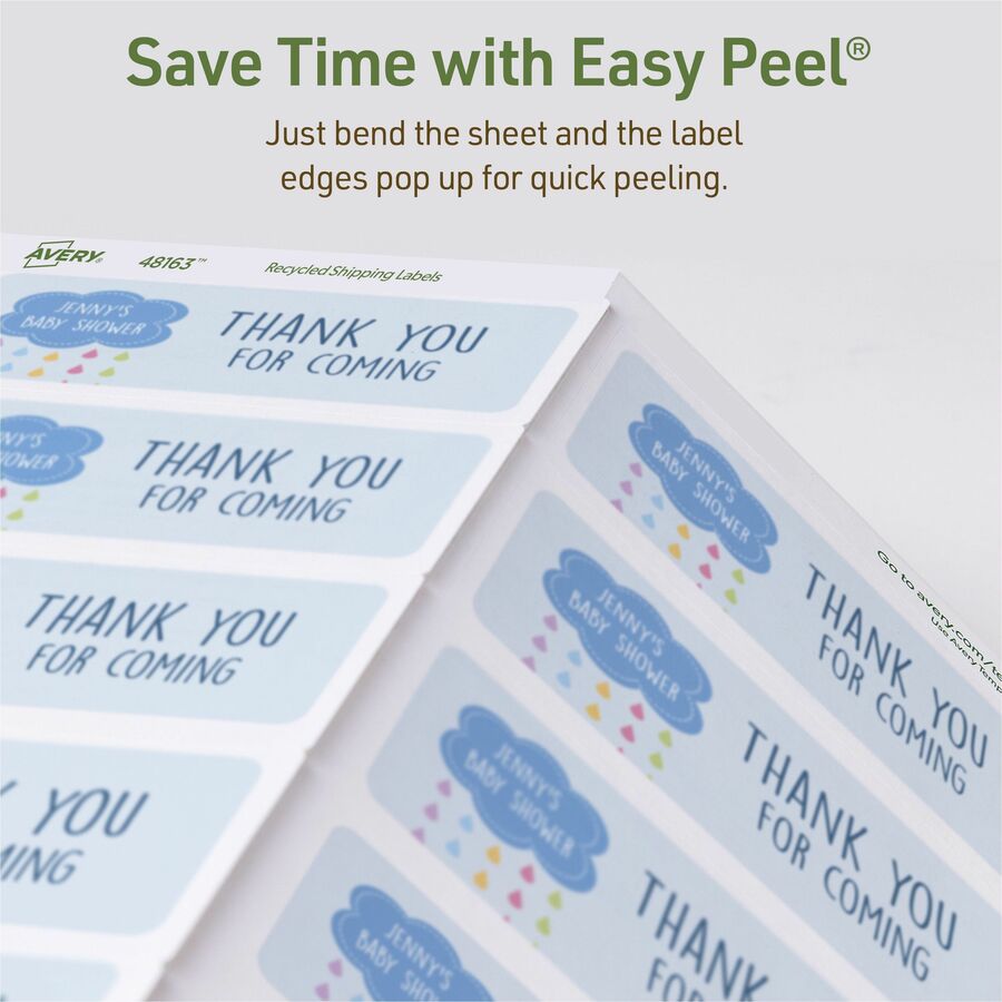 Avery&reg; Eco-Friendly Shipping Labels for Laser and Inkjet Printers, 2" x 4" - 48163-NVXC
