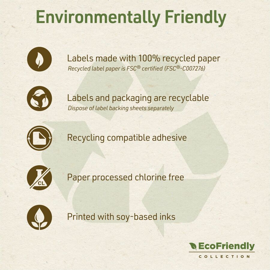 Avery&reg; Eco-Friendly Shipping Labels for Laser and Inkjet Printers, 2" x 4" - 48163-NVXC
