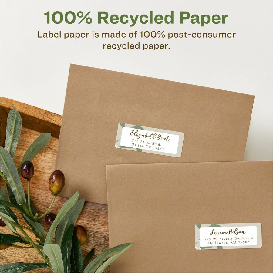 Avery&reg; Eco-Friendly Address Labels for Laser and Inkjet Printers, 1" x 2?" - 48160-NVXC