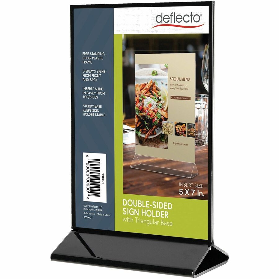 Deflecto Double-Sided Sign Holder w/Base - 4429