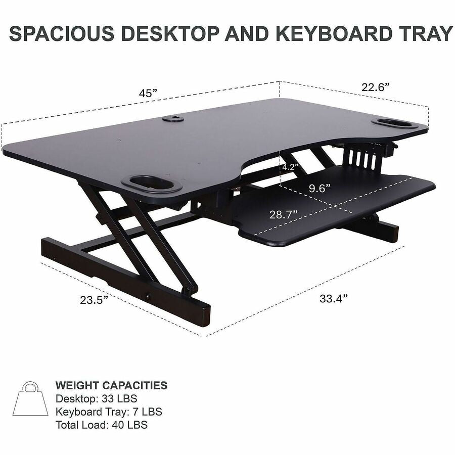 Rocelco ADR-45 45" Adjustable Desk Riser with EVR - R ADRB-45