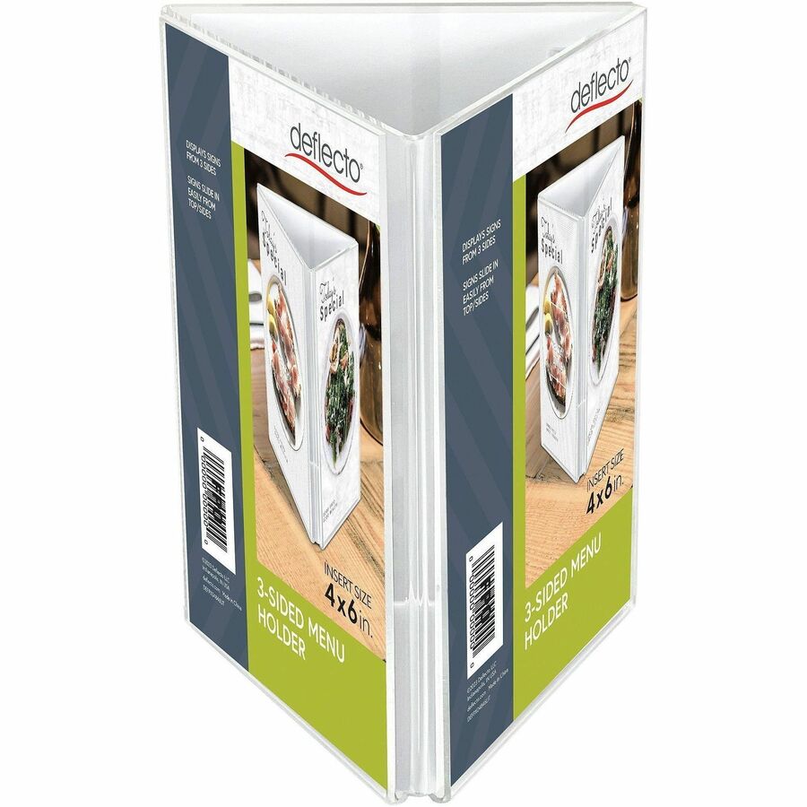 Deflecto 3-Sided Sign/Menu Holder - 4444