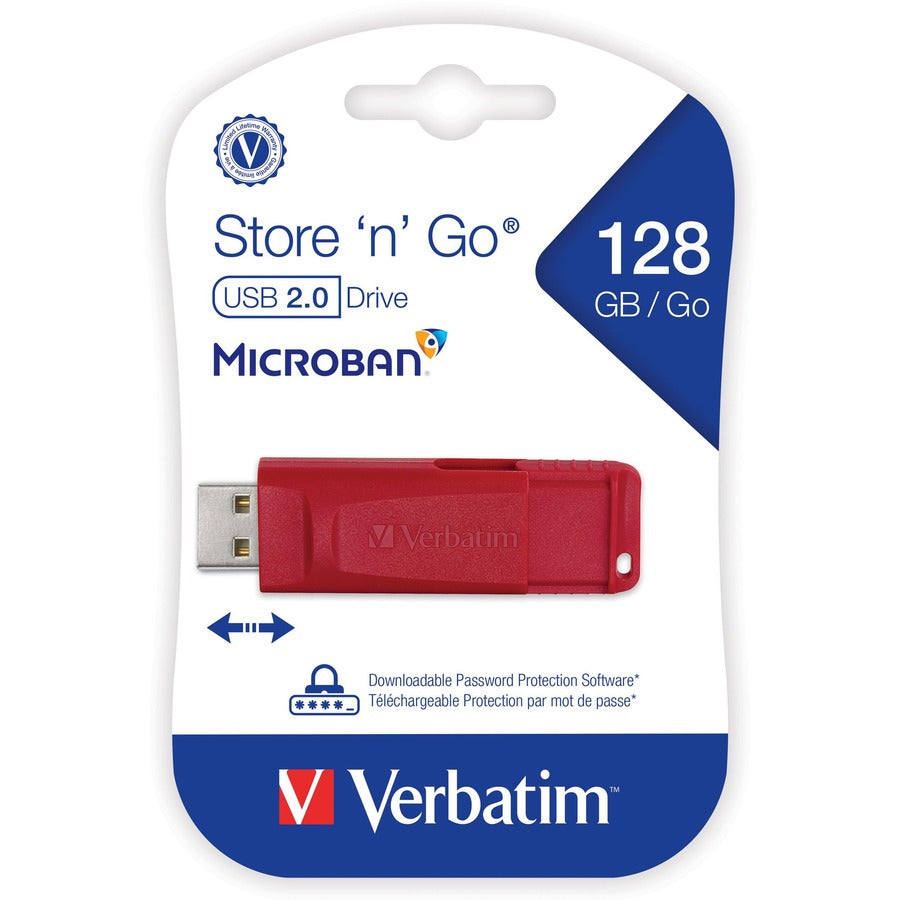 Microban 128GB Store 'n' Go USB Flash Drive - Red - 98525-NVXC