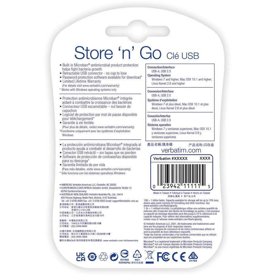 Microban 128GB Store 'n' Go USB Flash Drive - Red - 98525-NVXC