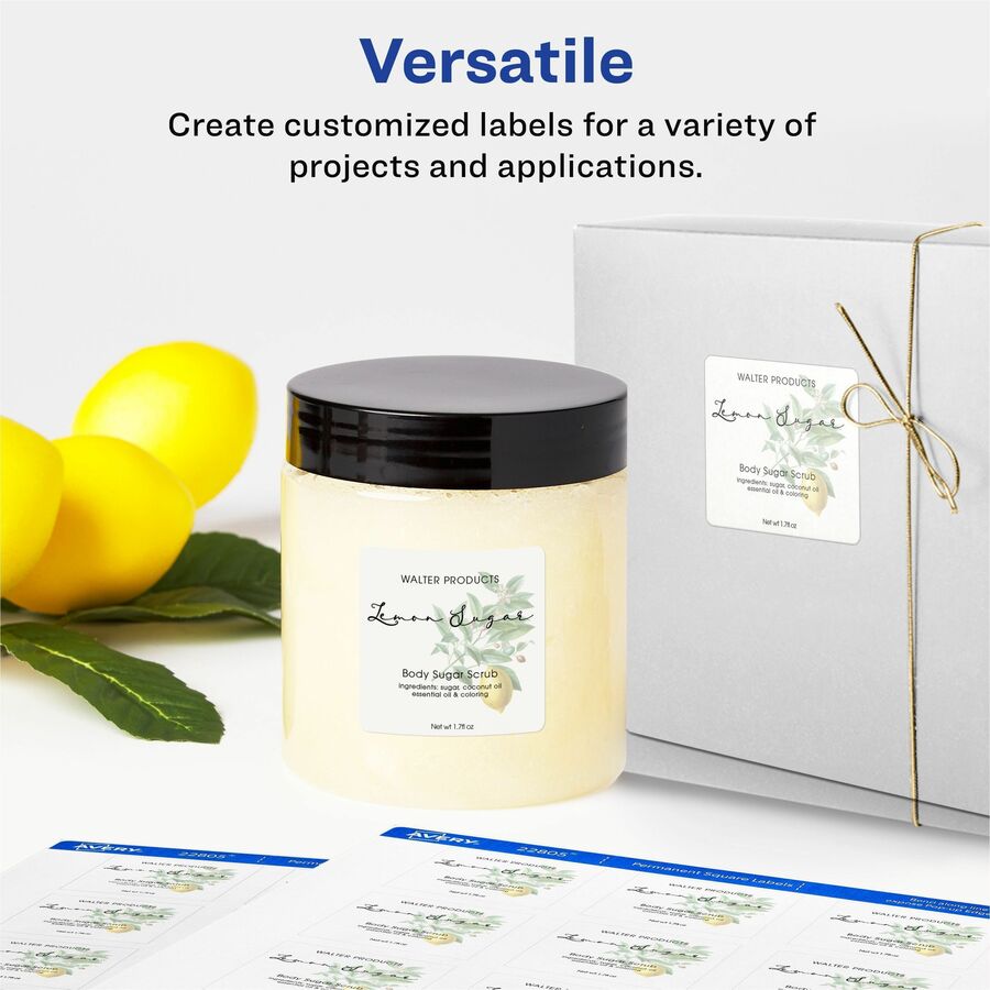 Avery&reg; Matte White Square Labels1½" x 1½" - 22805-NVXC