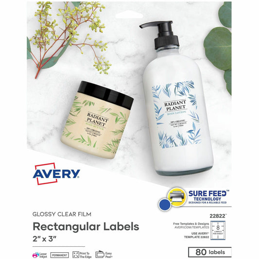 Avery&reg; Glossy Clear Rectangle Labels2" x 3"