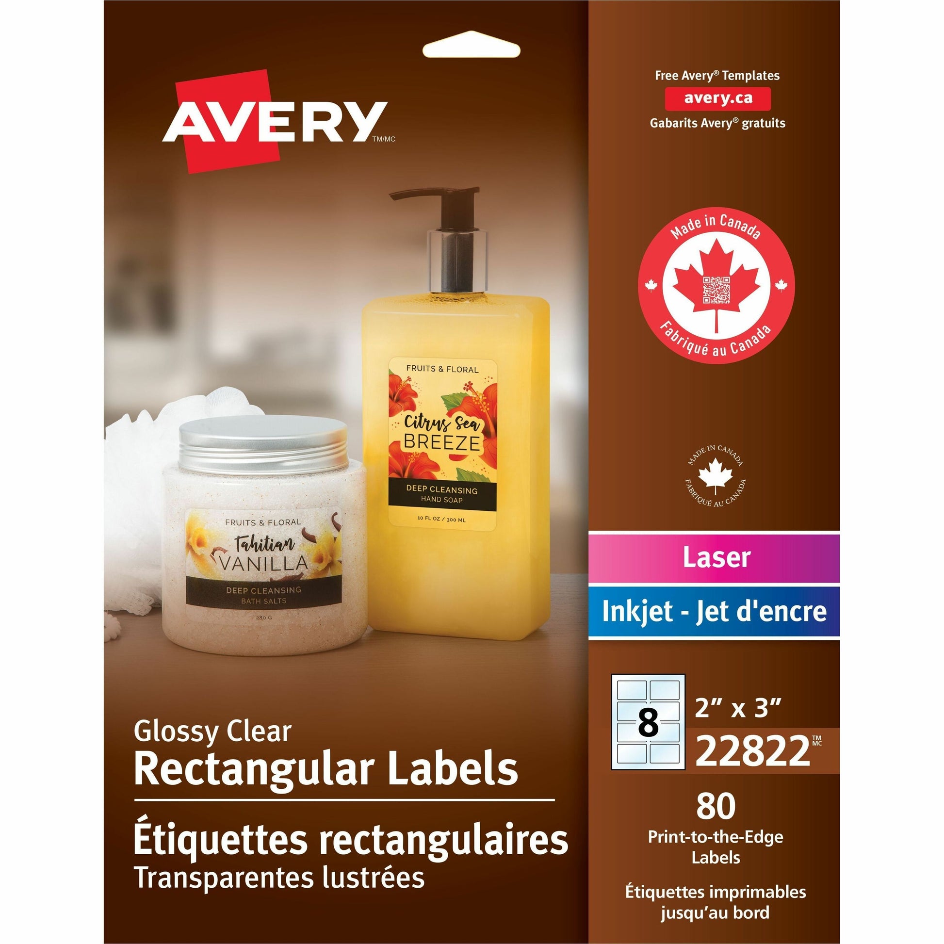 Avery&reg; Glossy Clear Rectangle Labels2" x 3"