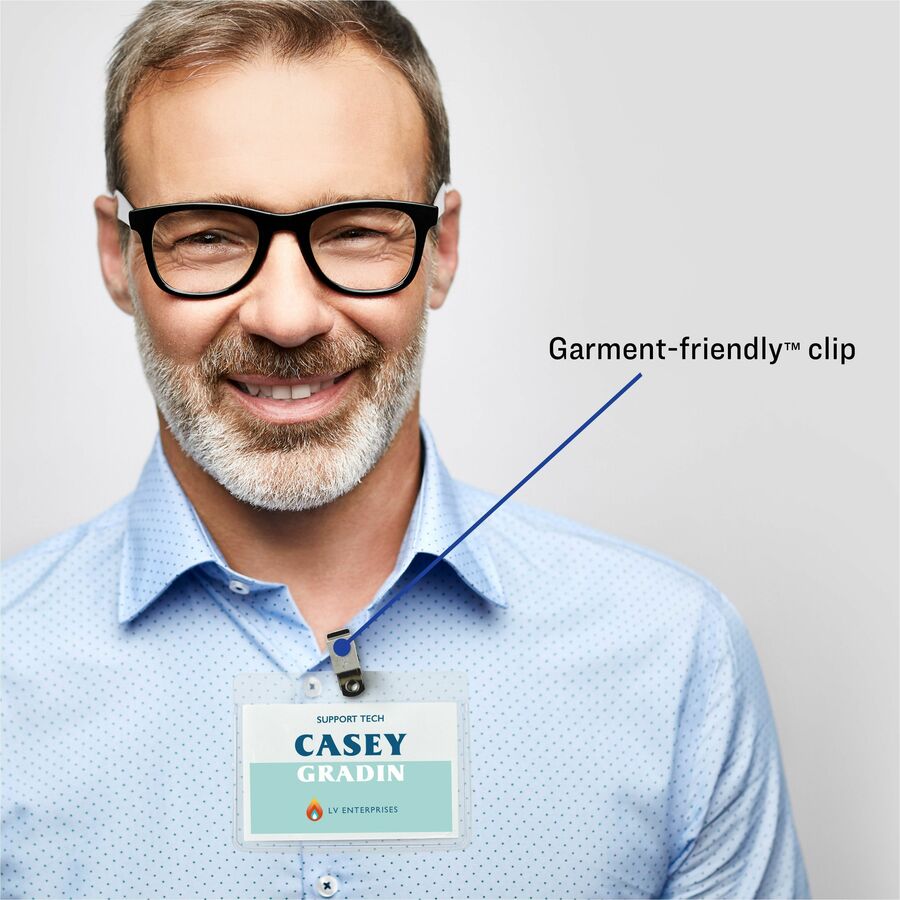 Avery&reg; Garment Friendly Clip Style Name Badge Kitfor Laser and Inkjet Printers - 74461-NVXC