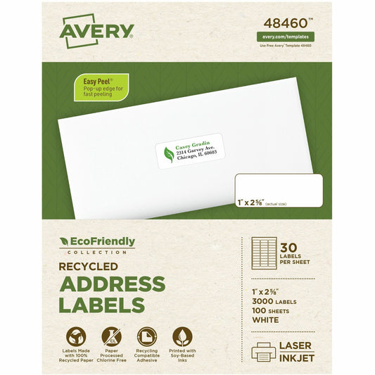 Avery&reg; Eco-Friendly Address Labelsfor Laser and Inkjet Printers, 1" x 2?"
