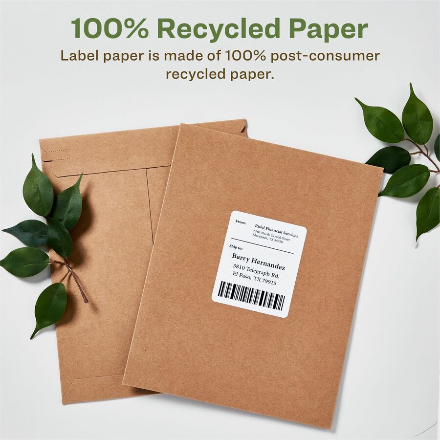 Avery&reg; Eco-Friendly Shipping Labels for for Laser and Inkjet Printers, 3?" x 4" - 48464-NVXC