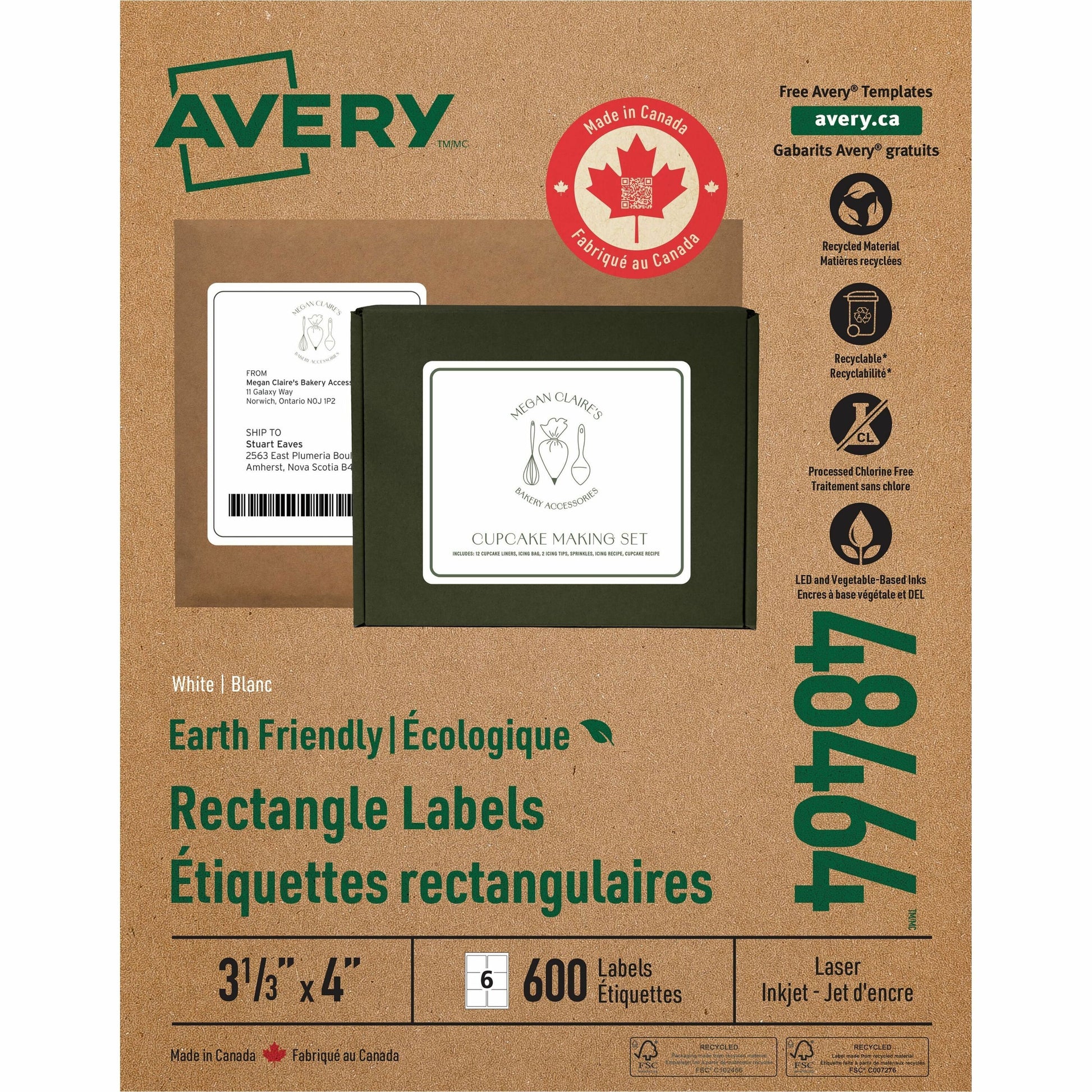 Avery&reg; Eco-Friendly Shipping Labels for for Laser and Inkjet Printers, 3?" x 4"