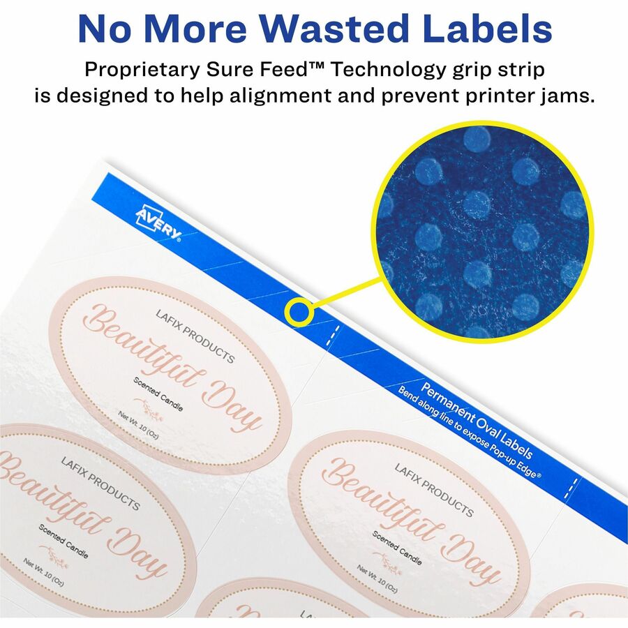 Avery&reg; Glossy White Oval Labels1½" x 2½" - 22804-NVXC