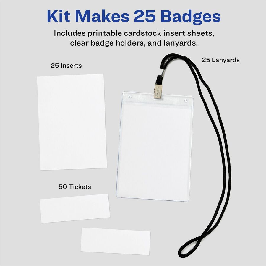Avery&reg; Vertical Name Badges with Tickets Kit for Laser and Inkjet Printers, 4-1/4" x 6" - 8520-NVXC