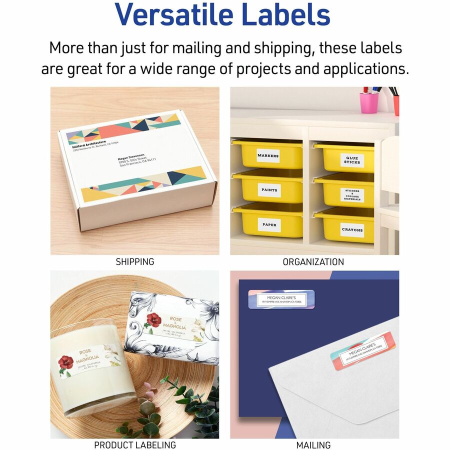Avery&reg; White Rectangle LabelsTrueBlock&reg;, 8½" x 5½" , for Laser and Inkjet Printers - 8126-NVXC