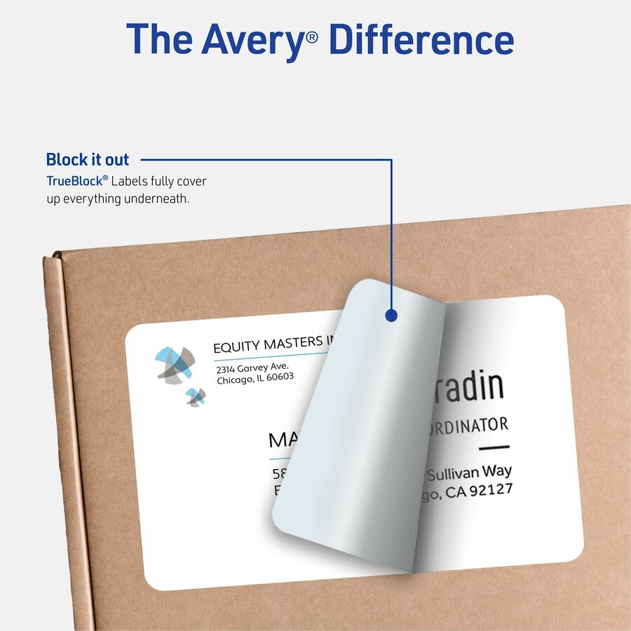 Avery&reg; White Rectangle LabelsTrueBlock&reg;, 8½" x 5½" , for Laser and Inkjet Printers - 8126-NVXC