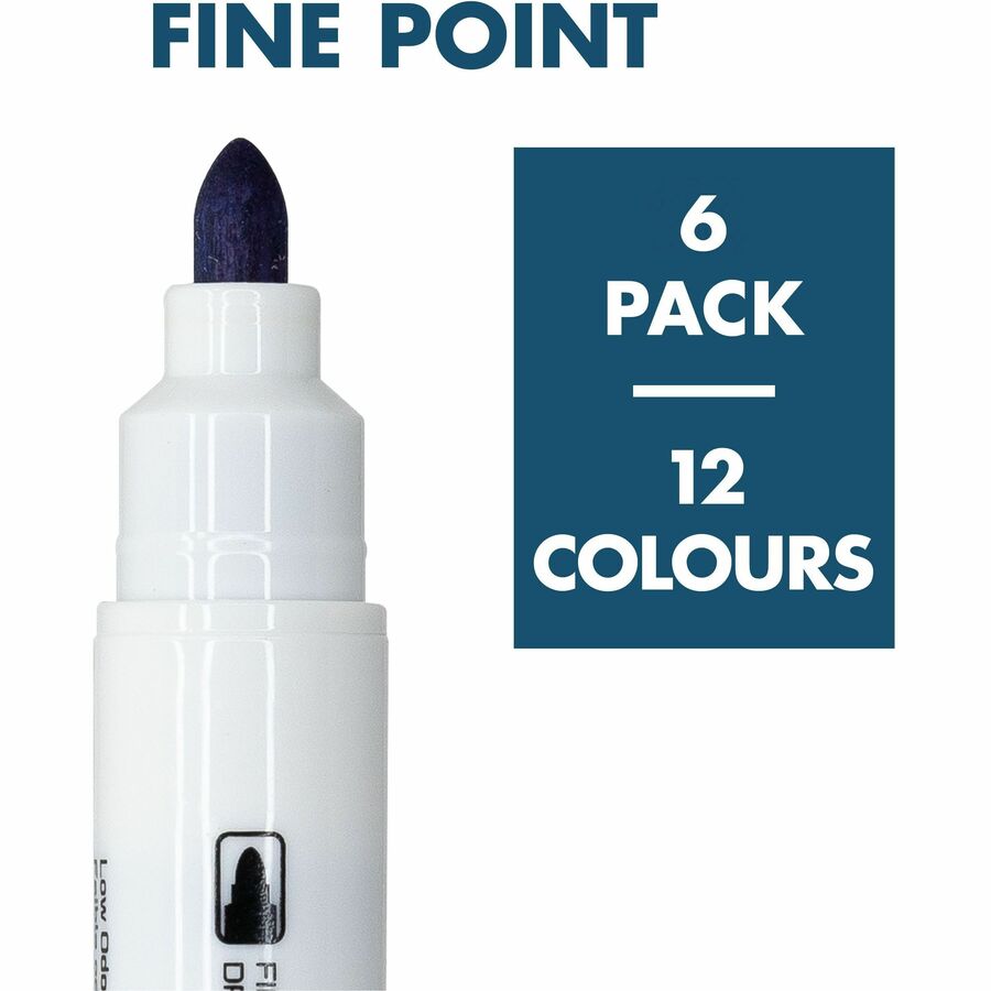 Quartet Magnetic Double Ended Dry-Erase Markers with Erasers 6/PK ASST Cols - 6447416114