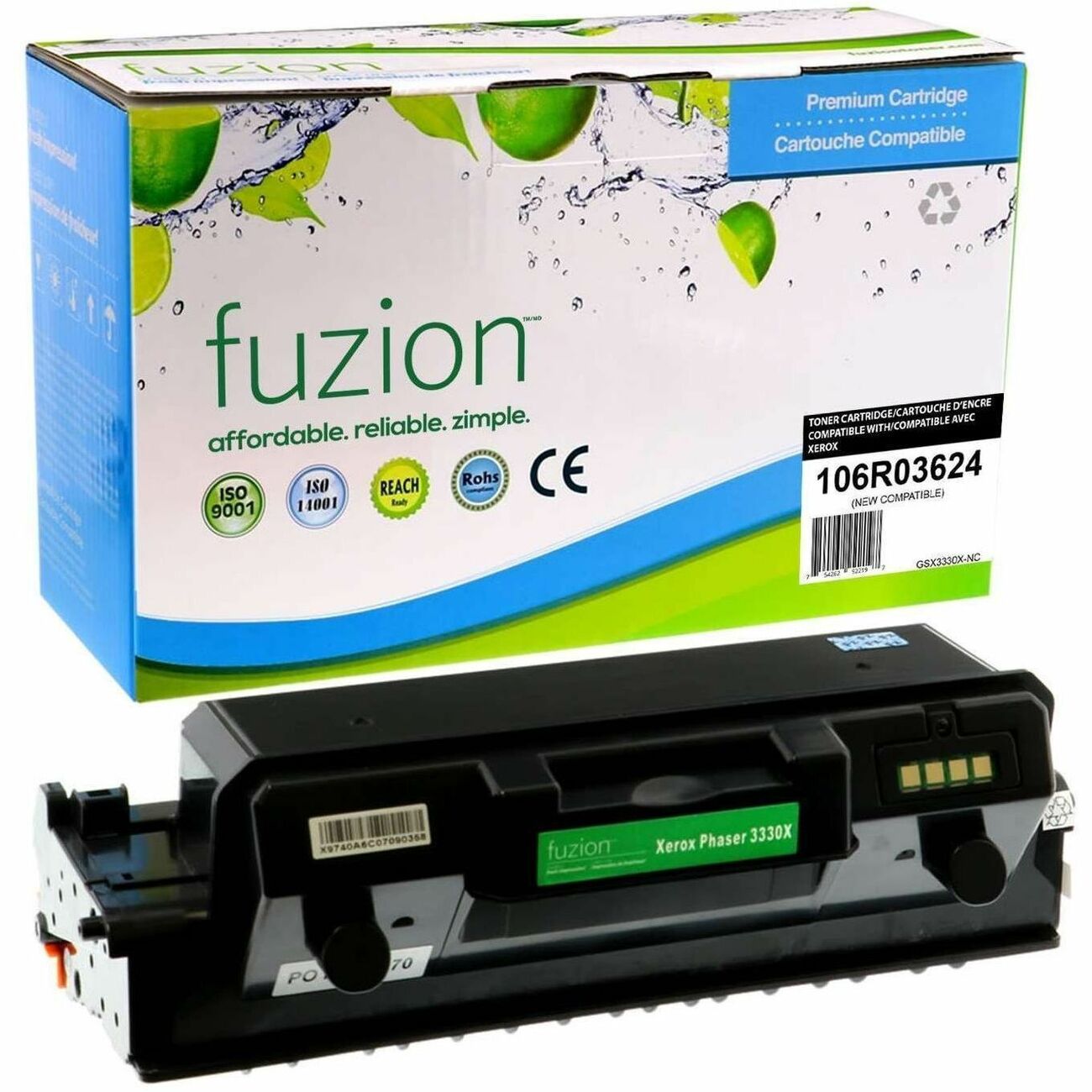 fuzion Compatible Toner High Yield for Xerox 106R03624 - Black